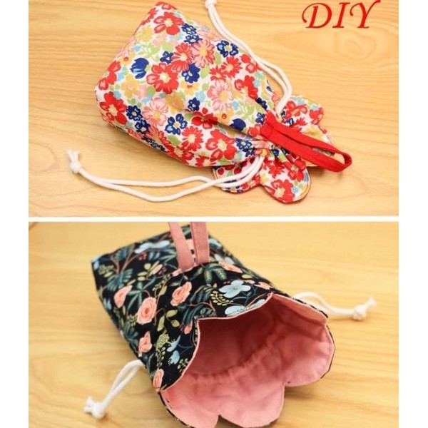 Flower drawstring storage bag